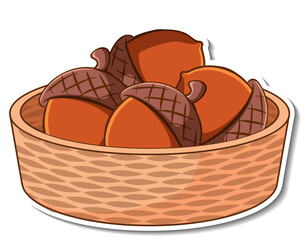 Sticker - Sticker basket with many acorns