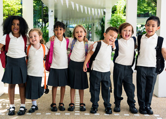 Wall Mural - Happy kids at elementary school