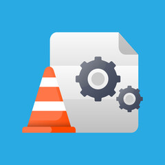 Poster - loading, wait a moment, the file is being processed, repaired concept illustration flat design vector eps10. modern graphic element for landing page, empty state ui, infographic, icon with gradient