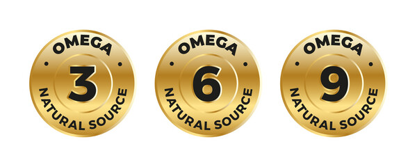 Wall Mural - Omega 3 Source vector round badge logo icon