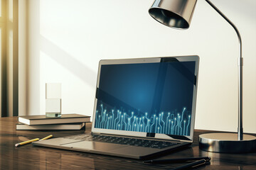 Aufkleber - Modern computer monitor with circuit hologram. Research and development hardware concept. 3D Rendering