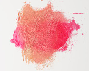 Poster - sample of red smeared lipstick on white background