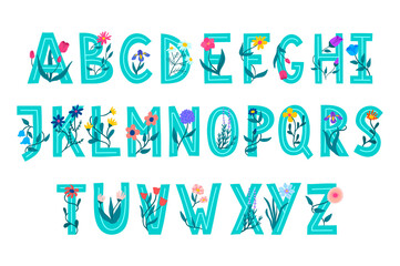 Sticker - Cartoon Color Cute Alphabet Font Set. Vector