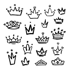 Wall Mural - Crown Sign Black Thin Line Icon Set. Vector