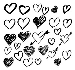 Wall Mural - Heart Sign Black Thin Line Icon Set. Vector