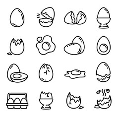 Poster - Eggshell icons set. Outline set of eggshell vector icons for web design isolated on white background