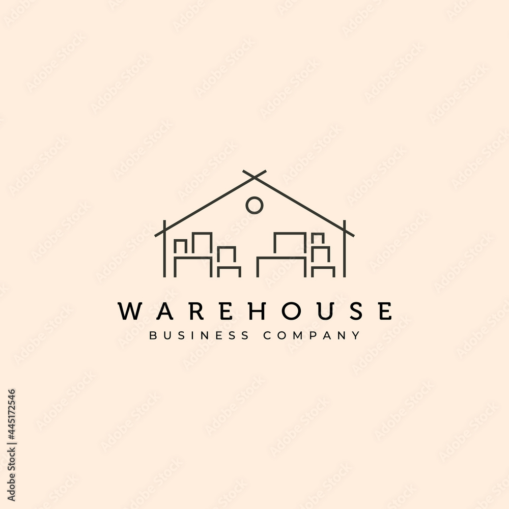 warehouse business storage logo vector symbol illustration design, line ...