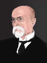 Tomas Garrigue Masaryk 1850-1937 , founder and first president of Czechoslovakia from 1918-1935. illustration, painting