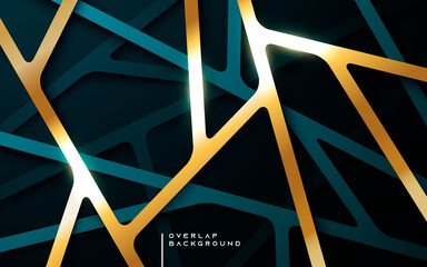 Wall Mural - luxury dark blue and gold line dimension background