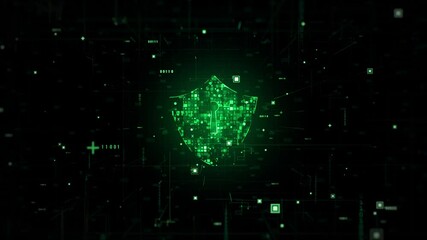 Poster - Shield Icon Cyber Security, Digital Data Network Protection, Future Technology Digital Data Network Connection Background Concept.