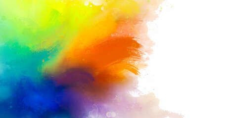 Wall Mural - Multicolored abstract watercolor with splashes and drops of paint on a white background