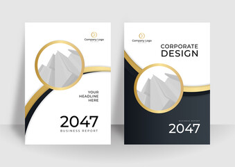 Modern black gold stripe cover design set. Luxury creative gold dynamic diagonal line pattern. Formal premium vector background for business brochure, poster, notebook, menu template
