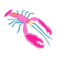 
Whimsical Lobster Riso Print Design Element. Colorful Cute Screen Print Effect. Playful Pink Seafood Summer Lllustration Art Icon. High Resolution Aquatic Creature Isolated On White.
