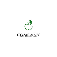 Wall Mural - apple logo design with green leaves. logo template