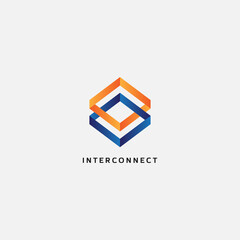 Canvas Print - Abstract Interconnect Square Logo Design Template