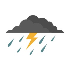 Canvas Print - Thunderstorm icon flat isolated vector