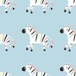 Cute cartoon Hand drawn zebra - vector seamless pattern. Print for textile, fabric and poster.
