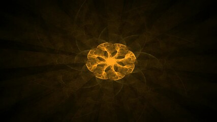Poster - 4K 3D seamless loop colorful dynamic energy flame circle sparks vortex animation. Glitter blue orange golden spiral looped motion abstract burning spinning galaxy portal VJ DJ loop title background.