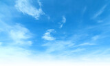 Fototapeta Na sufit - Summer Blue Sky and white cloud white background. Beautiful clear cloudy in sunlight calm season. Panoramic vivid cyan cloudscape in nature environment. Outdoor horizon skyline with spring sunshine.
