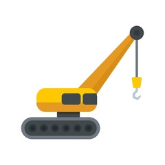 Poster - excavator crane icon flat isolated vector