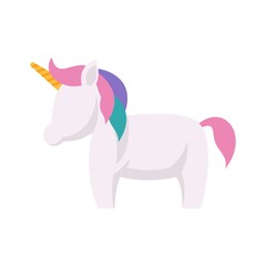 Poster - Colorful unicorn icon flat isolated vector