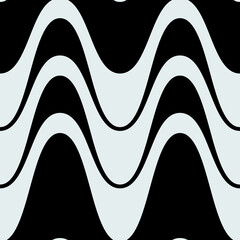 Poster - white waves and black background. large wavy stripes wallpaper. seamless sample triple lines.