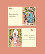Facebook template with Italy summer holiday concept,watercolor style