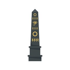 Poster - Egypt black stone pillar icon flat isolated vector