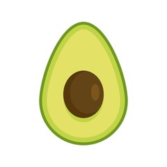 Poster - Half avocado icon flat isolated vector