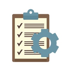 Poster - clipboard gear icon flat isolated vector
