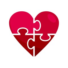 Poster - heart jigsaw icon flat isolated vector