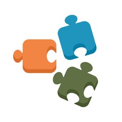 Poster - Step puzzle icon flat isolated vector