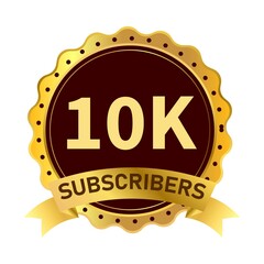 Poster - social media subscriber badge design with golden gradient color. subscriber royal badge design with 