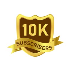 Poster - social media subscriber badge design with golden gradient color. subscriber royal luxurious badge de