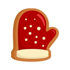 Sticker - Gingerbread glove icon flat isolated vector