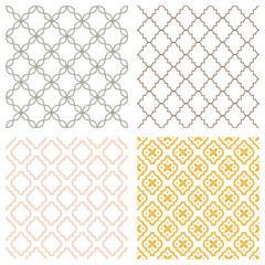 Poster - Monochrome geometric seamless patterns. Retro tileable backgrounds line grids. Vintage style classic textures for wallpaper and fabric print designs