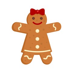 Poster - Gingerbread girl icon flat isolated vector