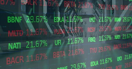 Poster - Animation of financial data processing over business people