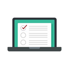 Poster - Laptop crm icon flat isolated vector