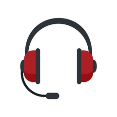 Poster - customer headset icon flat isolated vector