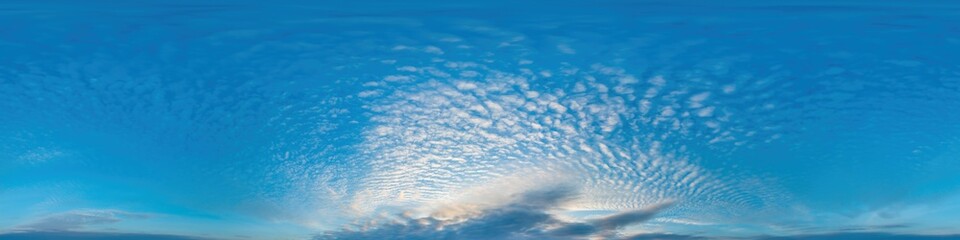 Wall Mural - blue sky panorama with cirrus clouds in seamless spherical equirectangular format. full zenith for u