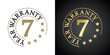 7 Year Warranty five stars white gold black logo icon label button stamp vector