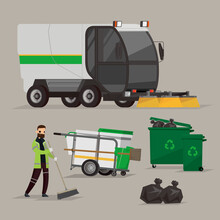 Vector Graphic Of Road Sweeper Vehicle And Street Cleaner In UK