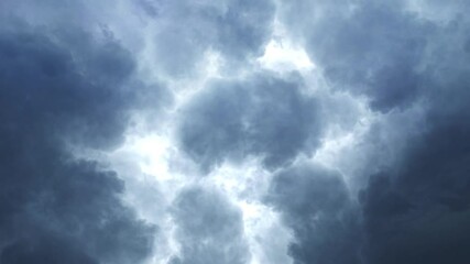 4k timelapse dark clouds and thunderstorm in the sky about to rain.