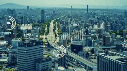 Poster - 社会統計イメージ　都市とグラフ