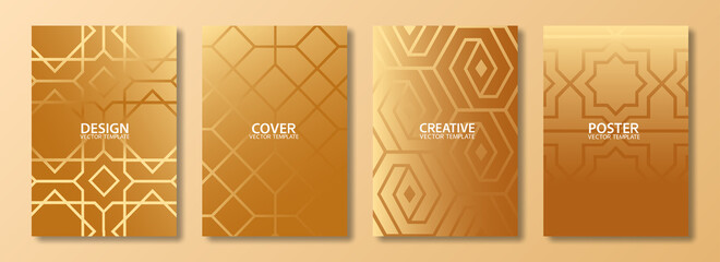 Set of cover gold cards or cover design. Minimal geometric pattern texture background for banner, posters, and wallpaper. Vector