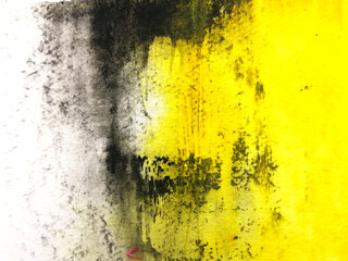 Wall Mural - watercolor yellow and black abstract hand drawn template . isolated white background .wet on wet style.	