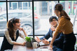 © Me studio - Group of team Creative Business People Planning Marketing Strategy Analysis Office. Freelance Team Meeting and Training in Corporate. Co working Space, Creative and Freelance team Concept.
