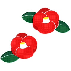 Illustration of camellia (white background, vector, cut out)