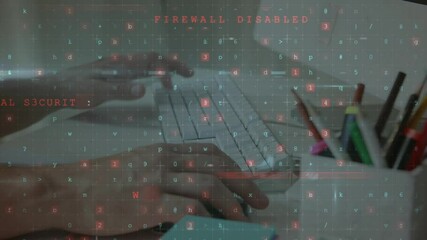 Poster - Animation of cyber attack warning over man using computer